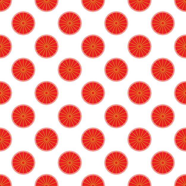Patrón geométrico sin costuras de círculos rojos con líneas amarillas en el interior