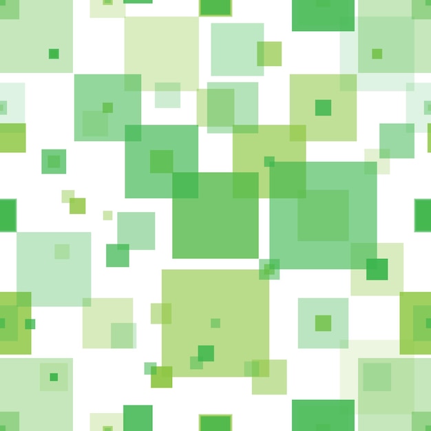 Patrón geométrico sin costuras de cuadrados de diferente transparencia en tonos de verde Ilustración para texturas textiles y fondos simples Diseño plano