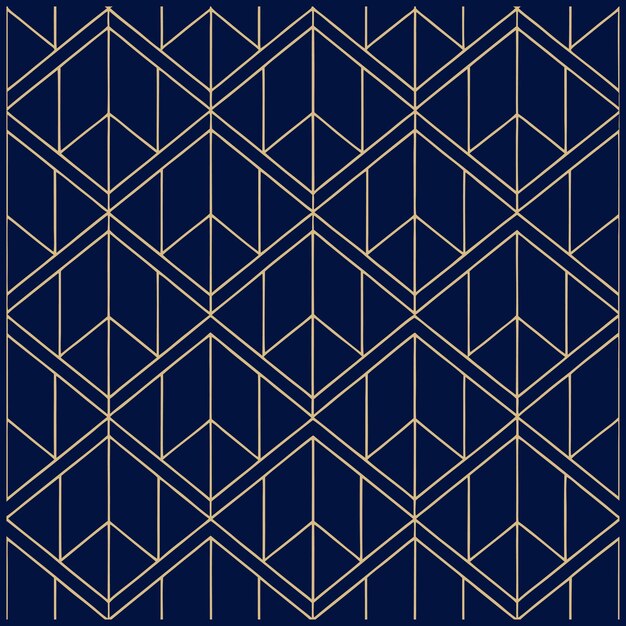 Patrón geométrico sin costuras con diseño vectorial de líneas doradas