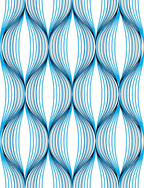 Patrón geométrico sin costuras, fondo de mosaico abstracto, ilustración de fondo de pantalla sin fin de repetición vectorial. La curva ondulada da forma a un motivo repetido de moda. Utilizable para tela, papel tapiz, envoltura, web e impresión. Azul