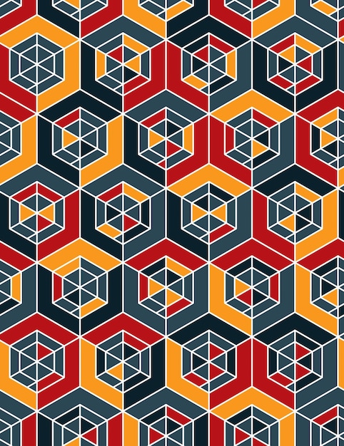 Patrón geométrico sin costuras, fondo regular de vector colorido sin fin. Cubierta abstracta con cubos y cuadrados.