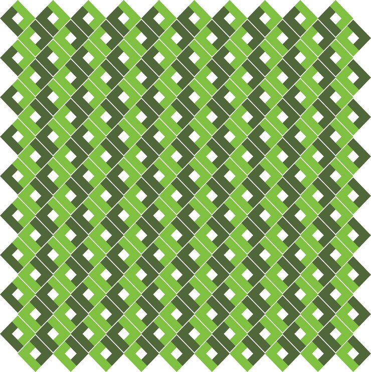 Patrón geométrico sin costuras con formas de diamante de color verde y verde oscuro entrelazadas