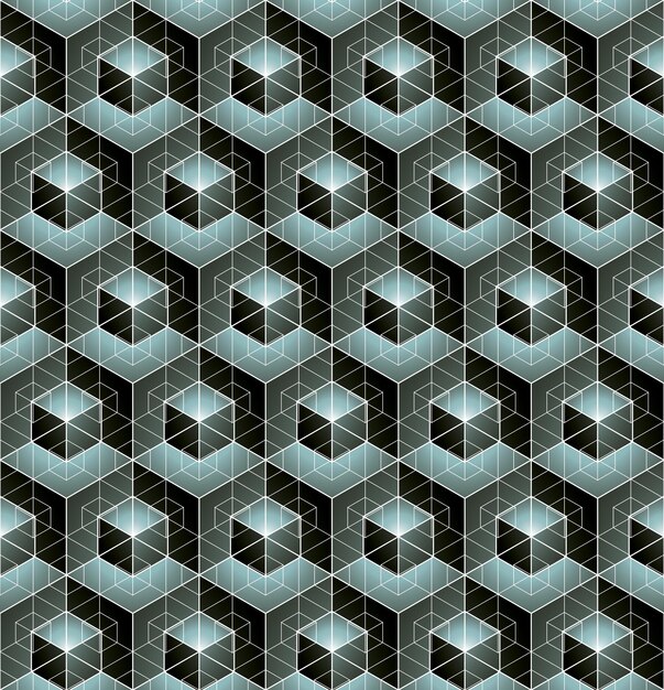 Patrón geométrico sin costuras, interminable vector de fondo regular en blanco y negro. Cubierta abstracta con cubos y cuadrados 3d.
