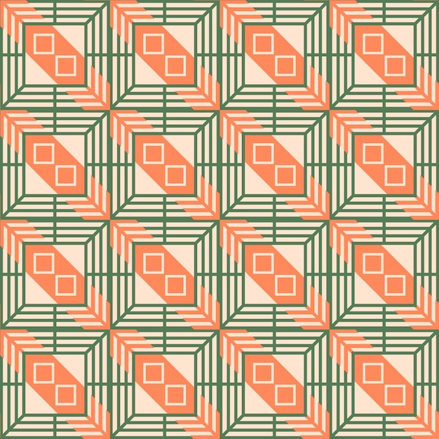 Patrón geométrico sin costuras naranja y verde Patrón geometrico abstracto azulejos geométricos