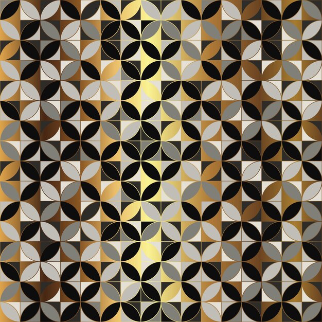 Vector patrón geométrico sin costuras negro y dorado 4