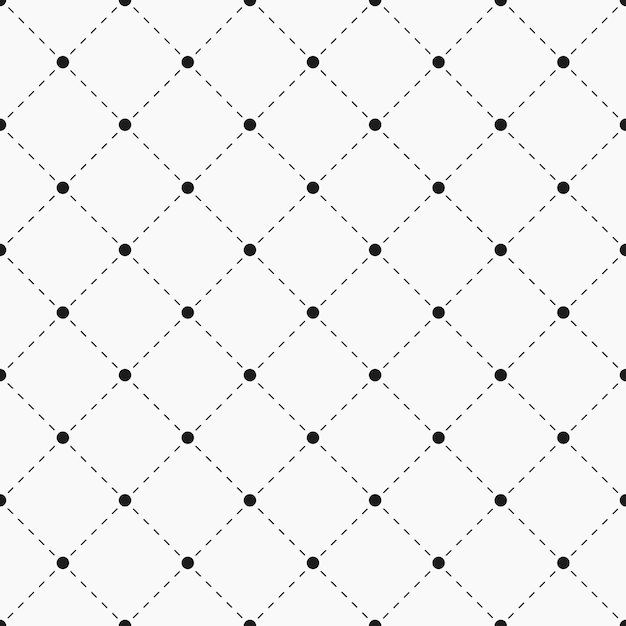 Patrón geométrico sin costuras. Puntos con líneas discontinuas. Textura de lunares con rombos. Muestra para productos textiles. Ilustración vectorial.