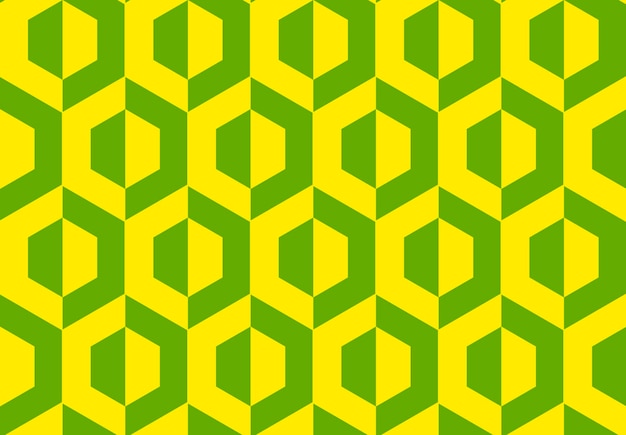 Patrón geométrico sin costuras verde amarillo Patrón vectorial con hexágonos para el fondo y el embalaje