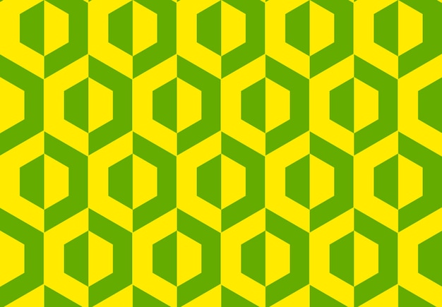 Patrón geométrico sin costuras verde amarillo Patrón vectorial con hexágonos para el fondo y el embalaje