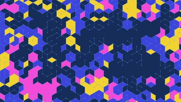 Patrón geométrico con cubos y hexágonos Fondo tecnológico Ilustración vectorial