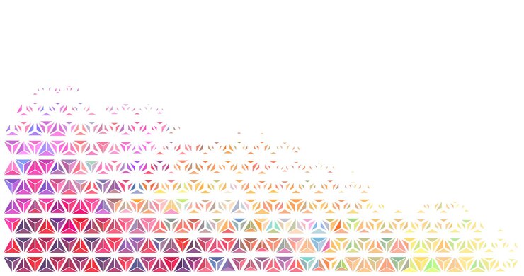 Vector patrón geométrico decorativo abstracto de triángulos amarillos azules rojos multicolores de diferentes tamaños