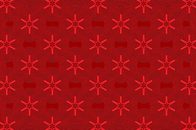 Patrón geométrico Diseño floral rojo naranja