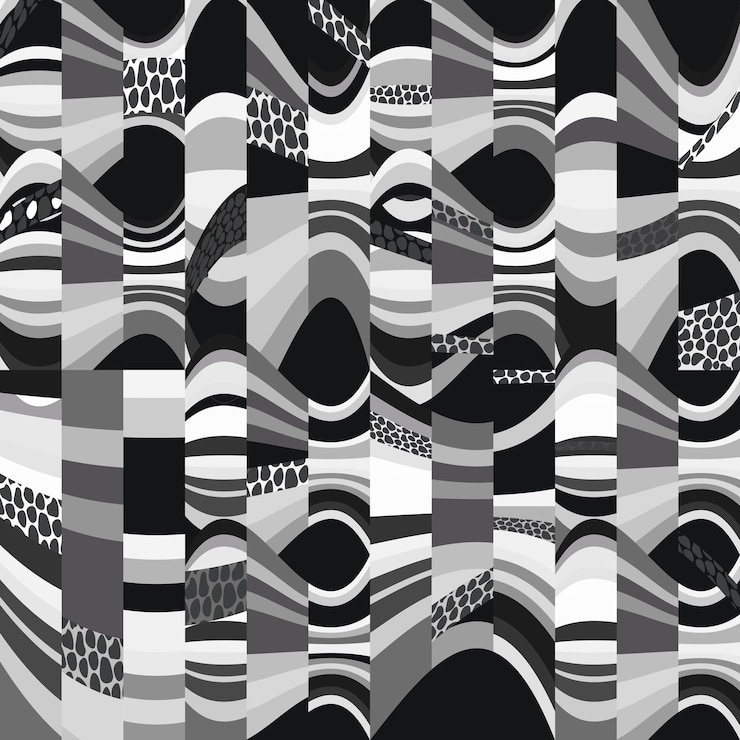 Vector patrón geométrico diseño de rayas de color blanco y negro