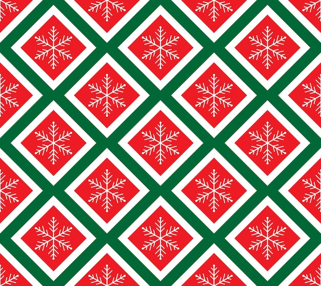 Patrón geométrico sin fisuras de Navidad con rombos y copos de nieve. Para papel de envolver, tarjetas de felicitación
