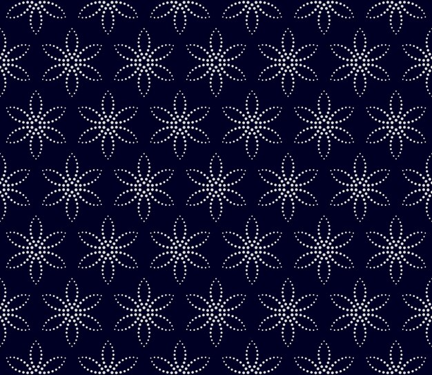Patrón geométrico sin fisuras con puntos en forma de vector de flores