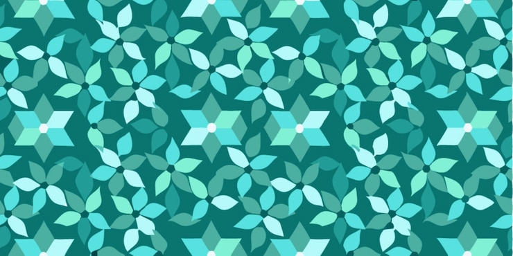 Vector patrón geométrico floral de azul azulado