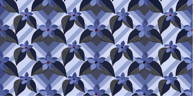 Patrón geométrico floral azul