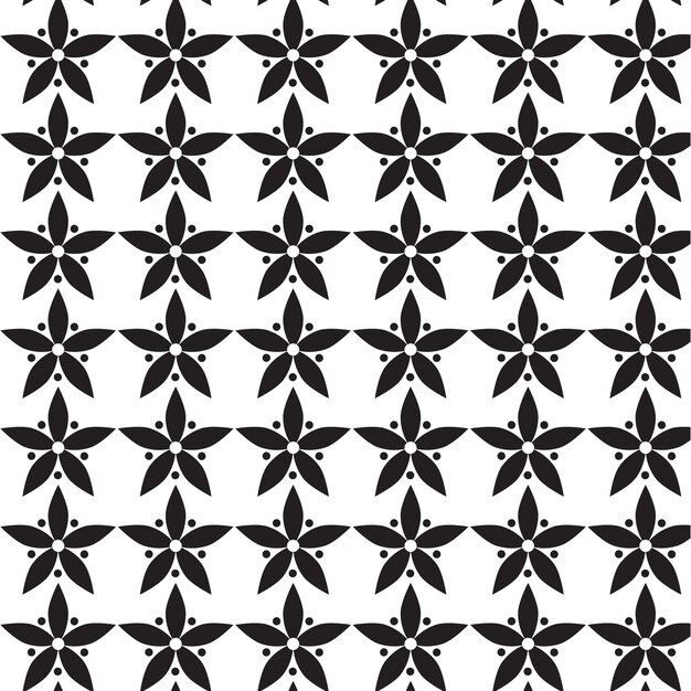 Patrón geométrico floral en blanco y negro