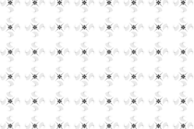 Patrón geométrico floral sin costuras vectorial blanco y negro