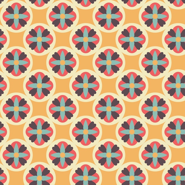 Patrón geométrico floral retro
