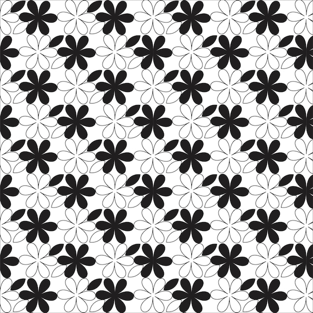 un patrón geométrico con flores negras en un fondo blanco