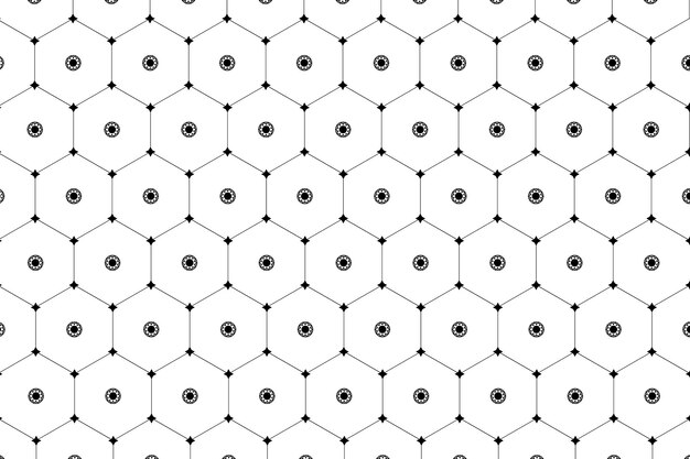 Patrón geométrico hexagonal con círculos y líneas