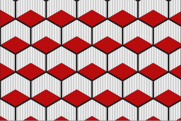 Patrón geométrico de hexágono rojo y negro Diseño de fondo