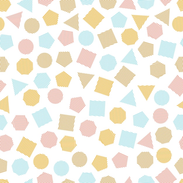 Patrón geométrico sin inconvenientes con elementos geométricos multicolores para tejidos y postales. Fondo de color moderno hipsters. ilustración vectorial