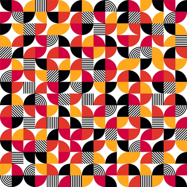 Patrón geométrico de moda estilo bauhaus fondo colorido moderno con elementos simples textura retro