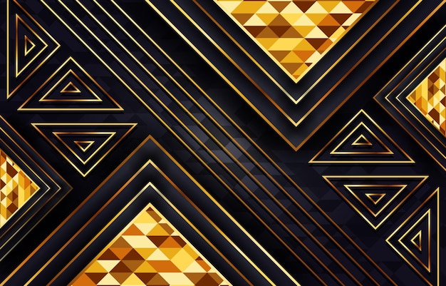 un patrón geométrico negro y dorado con formas de diamante