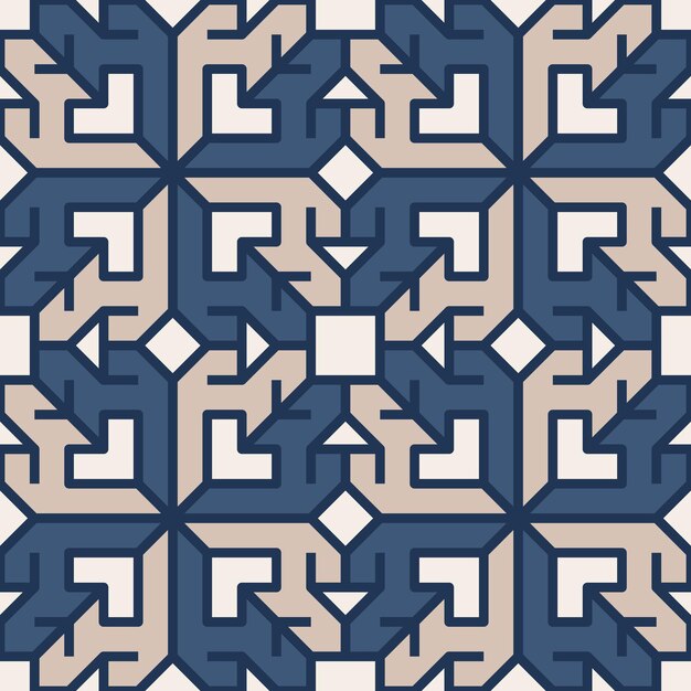 Patrón geométrico en la paleta de colores azul y beige