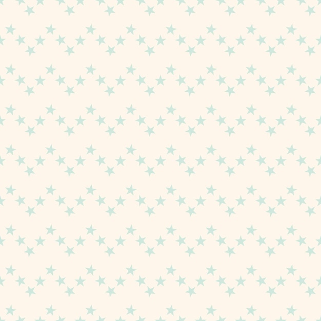 Patrón geométrico pastel lindo sin costuras con pequeñas estrellas azules en línea en zigzag sobre fondo beige.