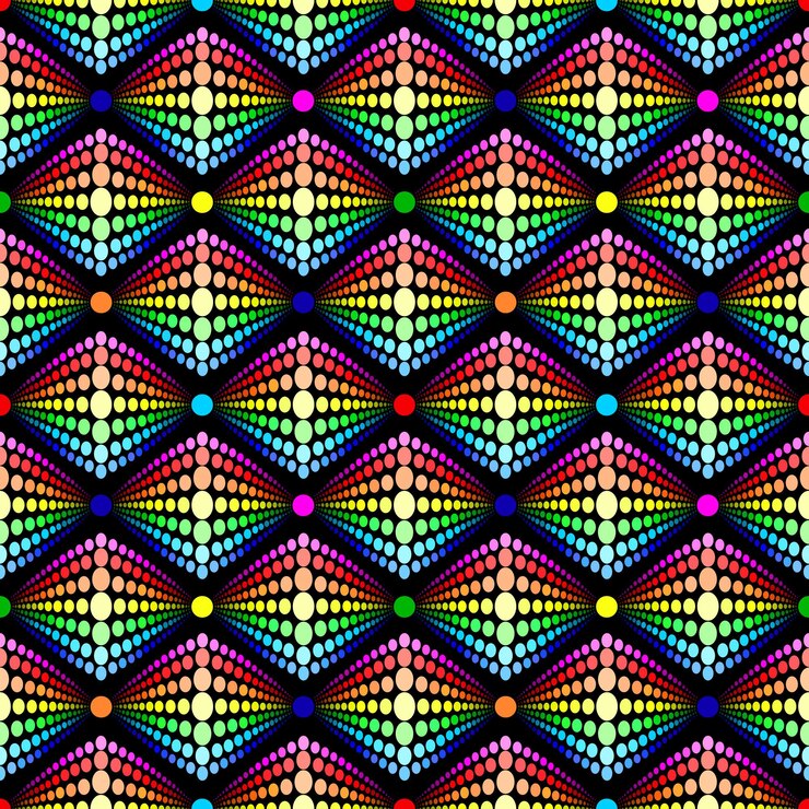 Patrón geométrico de puntos del arco iris