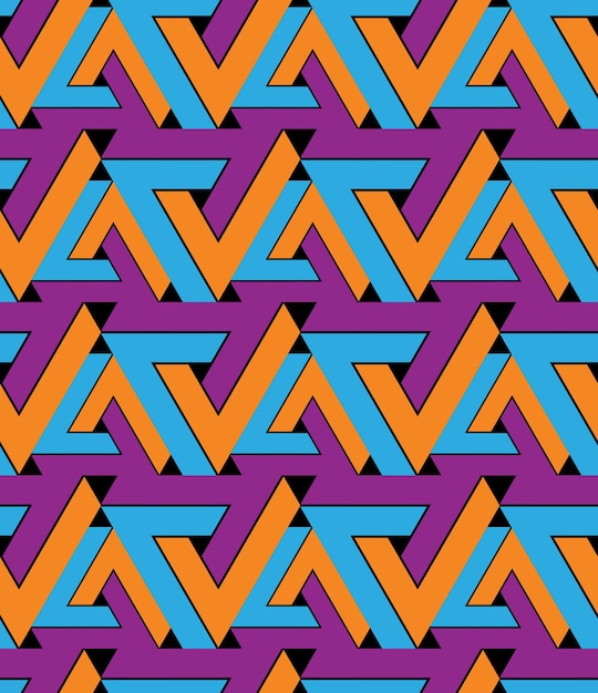 Patrón geométrico regular extraordinario sin fisuras con triángulos estilizados. Decoración viva de textura continua, mejor para diseño gráfico y web. Fondo saturado.
