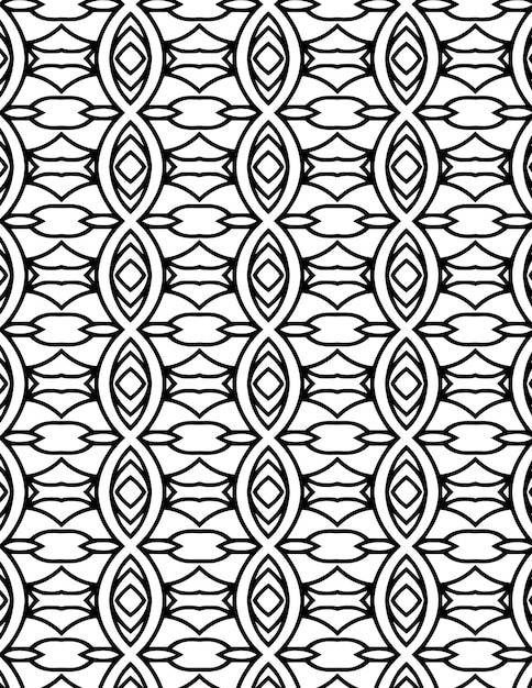 Patrón geométrico repetido Ilustración de fondo Lineart en blanco y negro