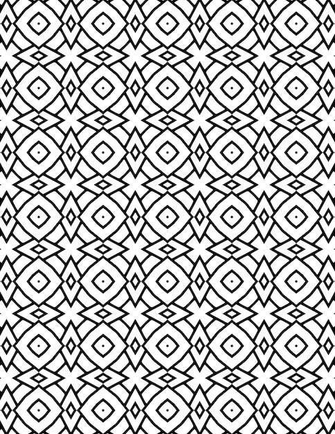 Patrón geométrico repetido Ilustración de fondo Lineart en blanco y negro
