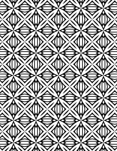 Patrón geométrico repetido Ilustración de fondo Lineart en blanco y negro