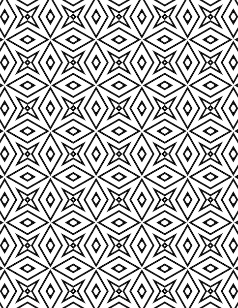 Patrón geométrico repetido Ilustración de fondo Lineart en blanco y negro
