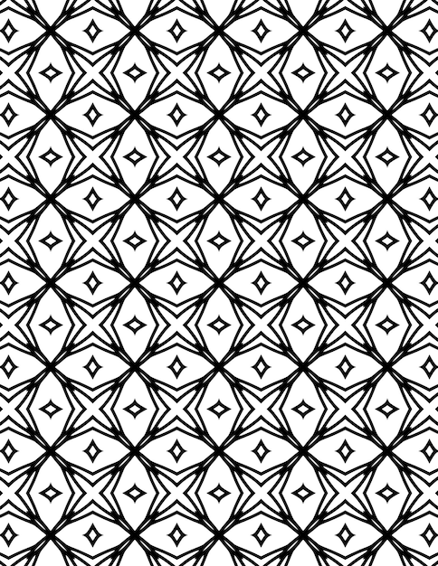 Patrón geométrico repetido Ilustración de fondo Lineart en blanco y negro