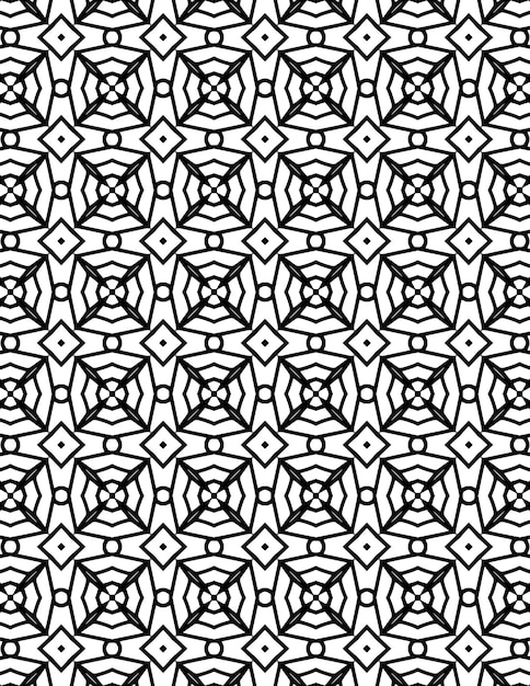 Patrón geométrico repetido Ilustración de fondo Lineart en blanco y negro