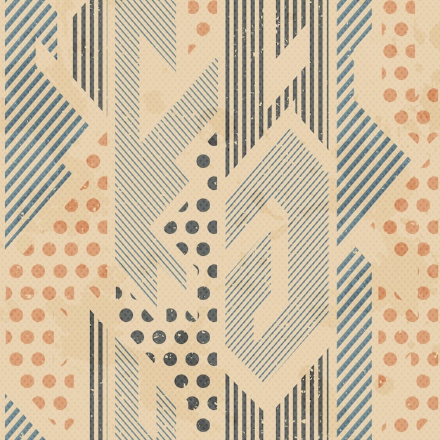 Patrón geométrico retro sin costuras con efecto grunge archivo vectorial eps 10