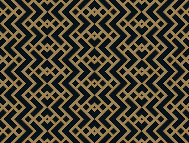 Patrón geométrico de rombo abstracto con líneas vector de patrones sin fisuras con color dorado