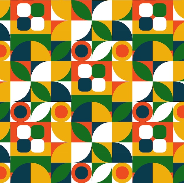 Patrón geométrico sencillo sin costuras con pétalos flores abstractas cuadrados imagen vectorial blanca naranja