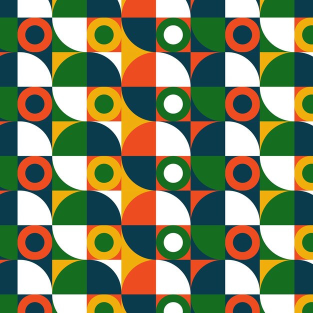 Patrón geométrico simple estático sin costuras liso con partes círculos anillos imagen vectorial blanca