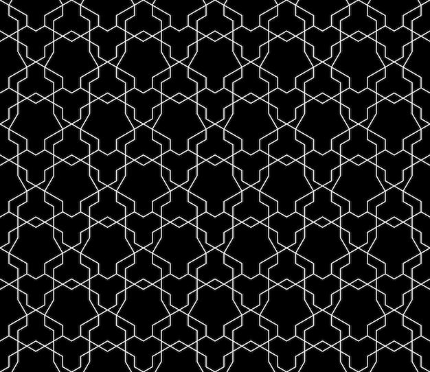 Patrón geométrico transparente universal de alta calidad con peso editable de trazo, máscara de recorte. Fondo de vector abstracto blanco y negro en estilo clásico