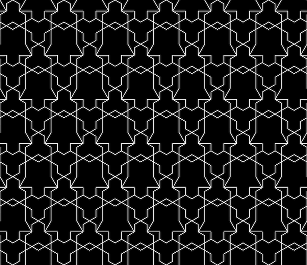 Patrón geométrico transparente universal de alta calidad con peso editable de trazo, máscara de recorte. Fondo de vector abstracto blanco y negro en estilo clásico