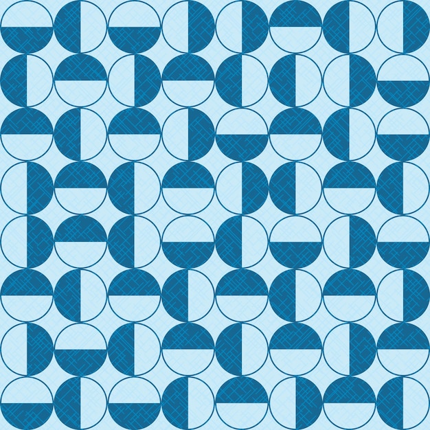 Patrón geométrico de vector transparente con semicírculos azules textura fondo envoltura textil