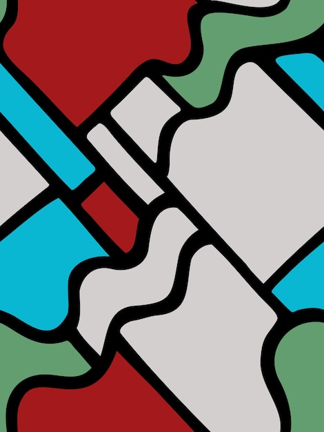 patrón geométrico vectorial sin costuras con formas rectangulares y onduladas en rojo verde azul blanco