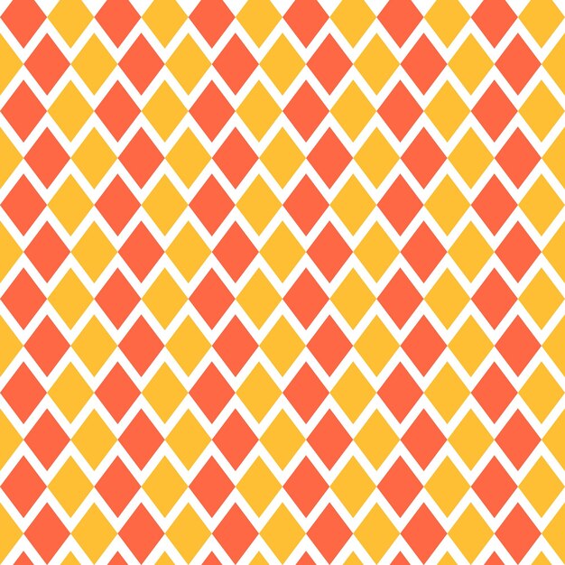 Patrón geométrico vectorial con diamantes amarillos y naranjas