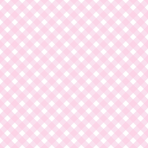 patrón de gingham rosa diagonal fondo sin costuras en colores rosa claro y blanco