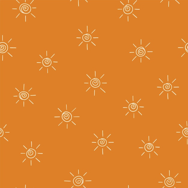 un patrón con girasoles en un fondo naranja